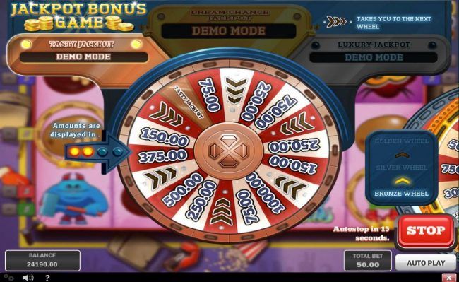 Bronze Jackpot wheel press spin to start the game.