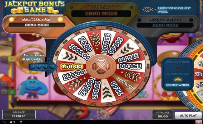 The Bonze wheel lands on a prize award thus ending Jackpot game play.