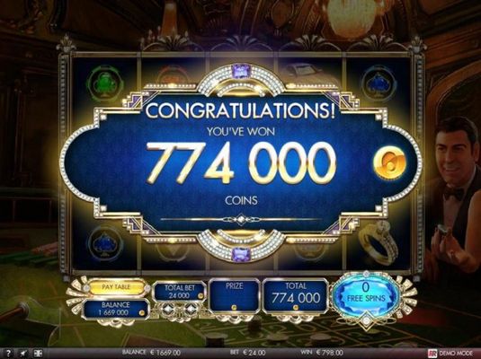 Free Spins play awards a total of 774 000 coins