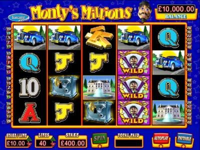 main game board featuring five reels and forty paylines