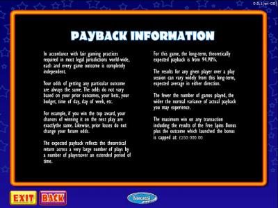 payback information