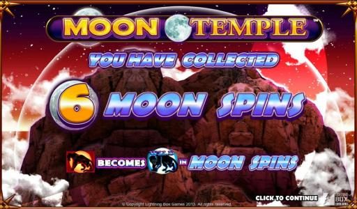 6 moon spins collected during the free spins feature