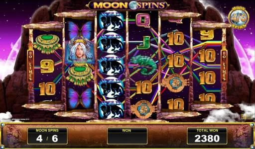 Panther wild symbols combine for a big win during the moon spins feature