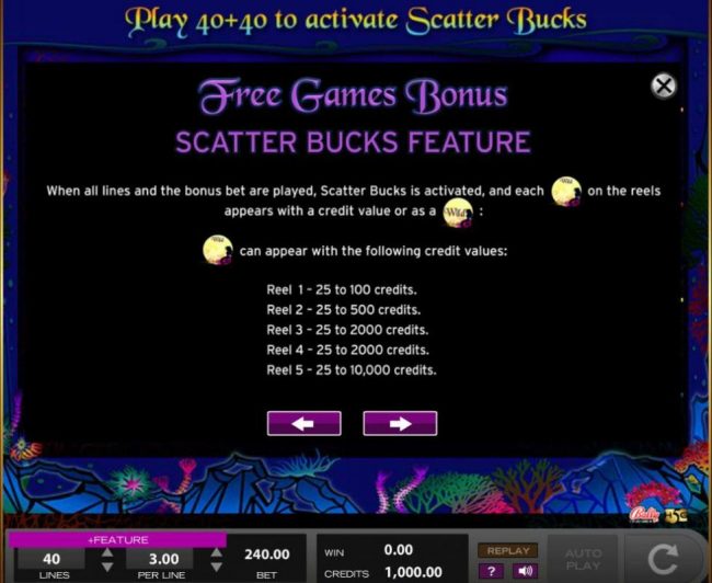Free Games Bonus - Scatter Bucks Feature