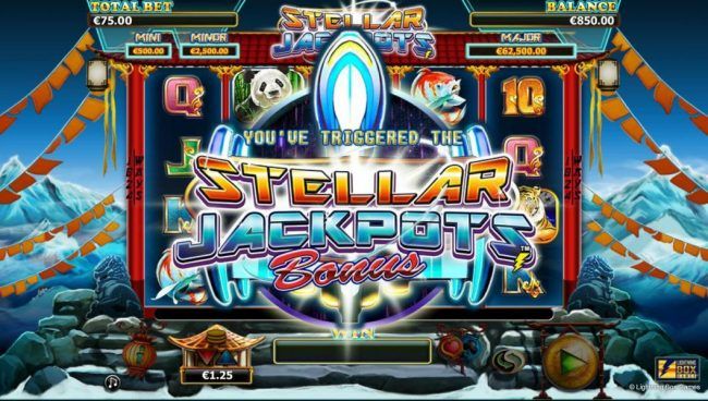 Stellar Jackpots feature triggered.