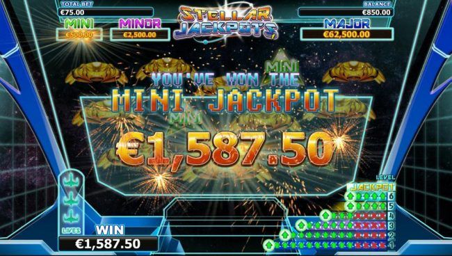 Mini Jackpot awarded - 1,587.50 prize awarded.