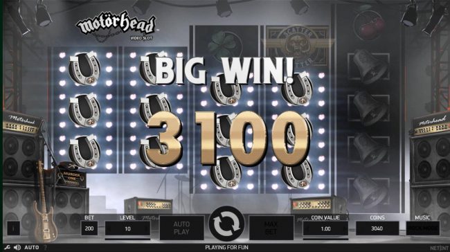 Multiple winning paylines triggers a 3100 coin big win!
