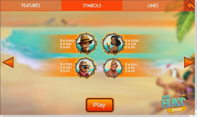 High value slot game symbols paytable