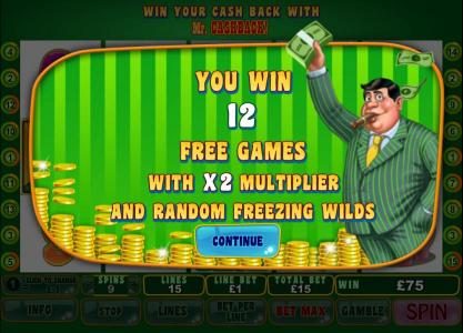 12 free games with an x2 multiplier