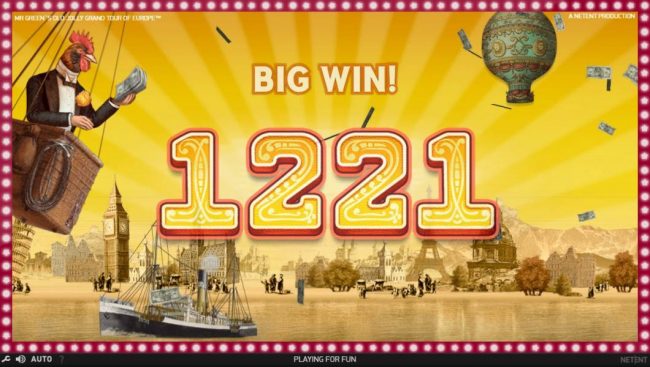 A pair of winning paylines leads to a 1221 coin big win.