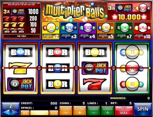 A billiard themed main game board featuring three reels and 1 payline with a $200,000 max payout.