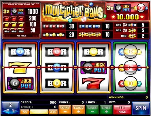 Slot game symbols paytable.