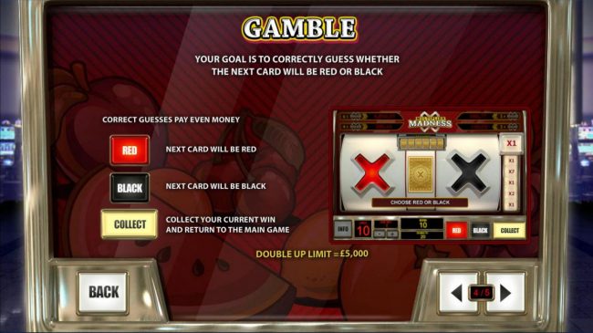 Gamble Feature - Your goal is to correctly guess whether the next color will be red or black.