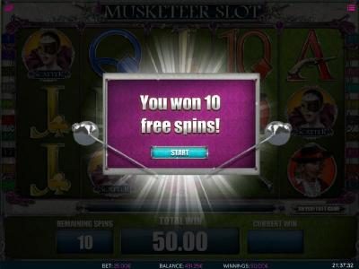 10 free spins awarded.