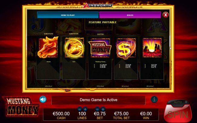 High value slot game symbols feature paytable.