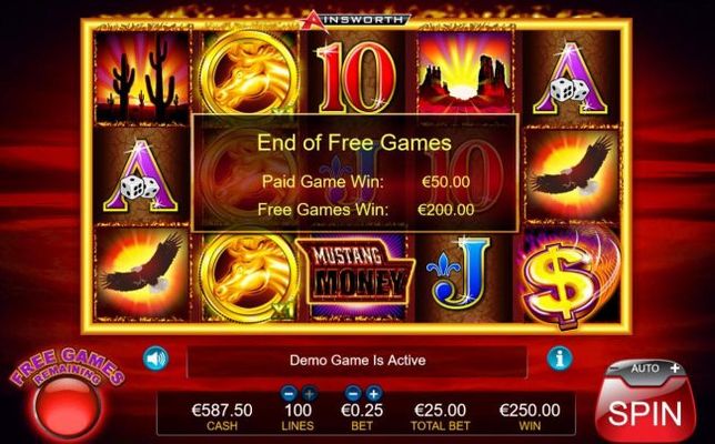 Total free games pay out 20.00