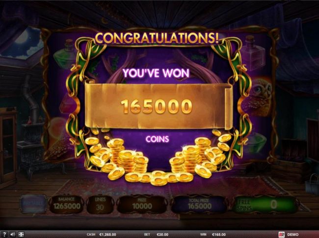 Total free spins payout 165000 coins