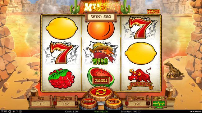 Lucky Red Sevens triggers a 580 coin payout