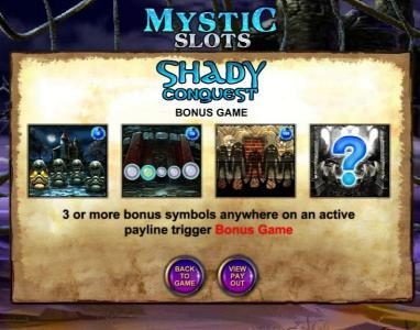 how to play the shady conquest bonus game
