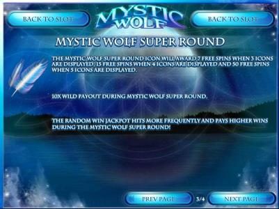 7 free spins awarded during Mystic Wolf Super Round