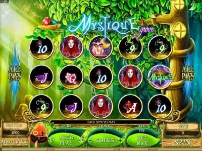 main game board featuring 5 reels and all pays