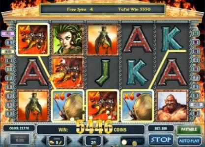 5446 coin big win triggered during free spins bonus feature