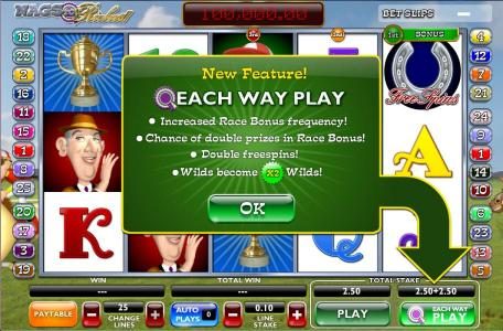 new feature. Each Way Play.