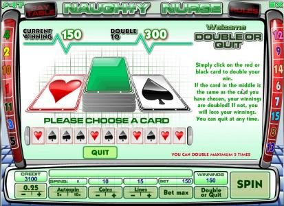 double or quit gamble feature game board