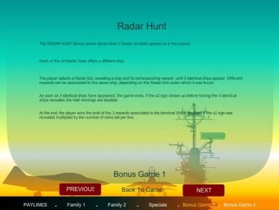 Radar Hunt bonus game rules