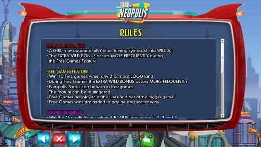 Extra Wild Bonus Rules and Free Games feature Rules
