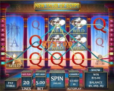 Multiple winning paylines triggers a $875 big win!