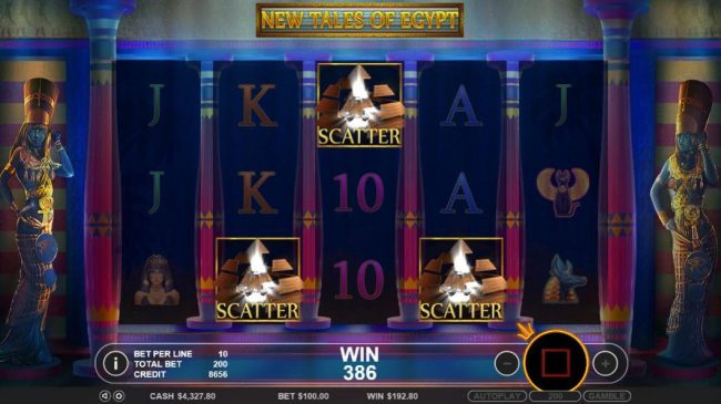 Three or more great pyramid scatter symbols anywhere on the reels awards the free spins bonus round.