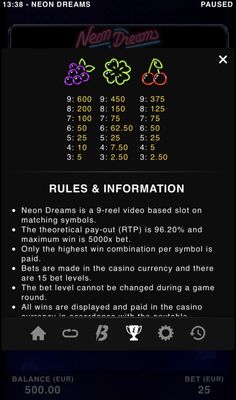 Low Value Symbols Paytable