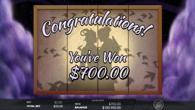 Free spins feature pays out a total of 700.00