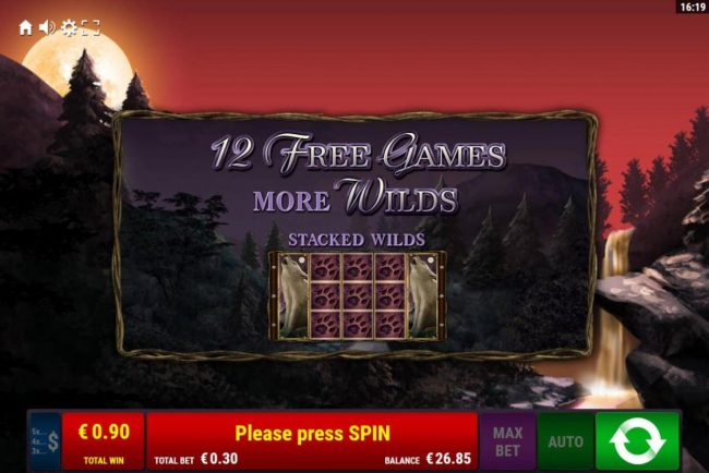 12 free spins with more wilds awarded