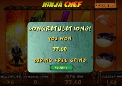free spins feature pays out 33.60