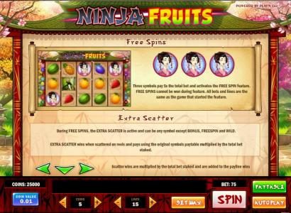 free spins rules and extra scatter rules