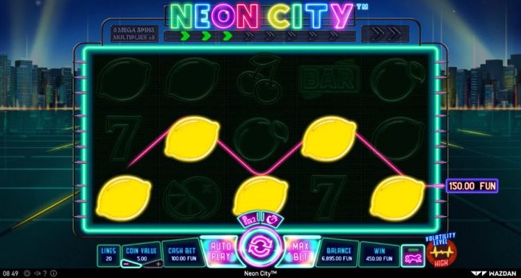 Neon City :: A five of a kind win
