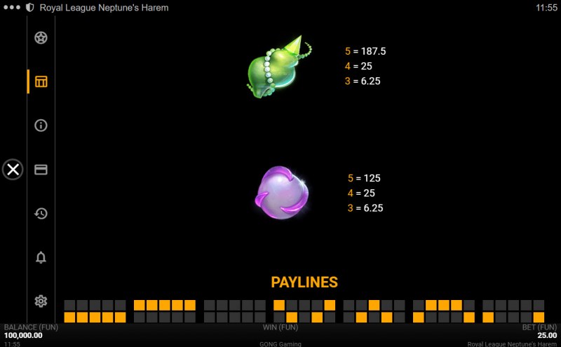 Paytable - Low Value Symbols