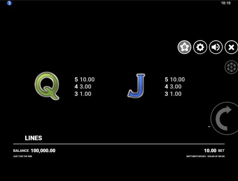 Paytable - Low Value Symbols