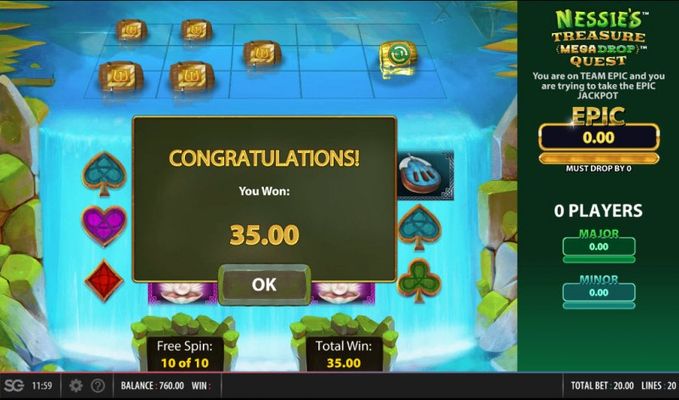 Total free spins payout