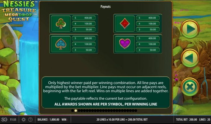 Paytable - Low Value Symbols