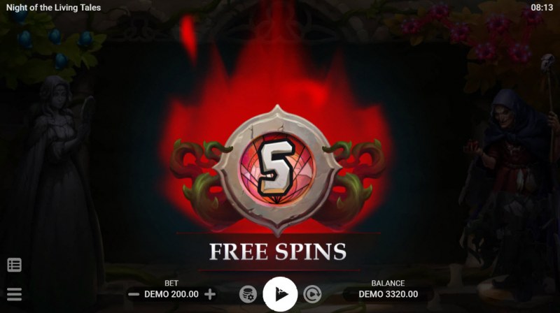 5 free spins awarded