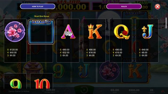 Paytable - Low Value Symbols