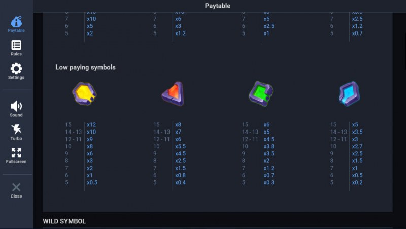 Paytable - Low Value Symbols