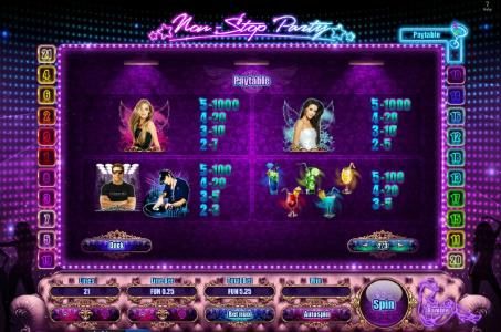 slot game symbols paytable, offering a 1000 coin max payout