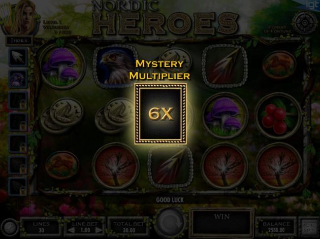 Mystery Multiplier reel triggered - Reel will spin and land on a multiplier that will apply to all winnings for the previous spin.