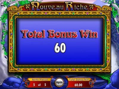 free spins feature pays out 60 coins