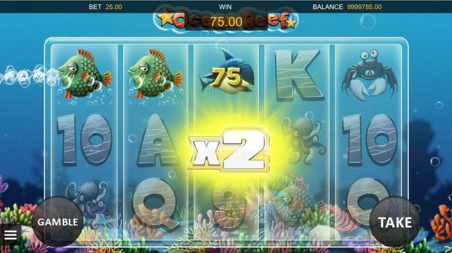An x2 wild multipier triggers a 75.00 jackpot win.