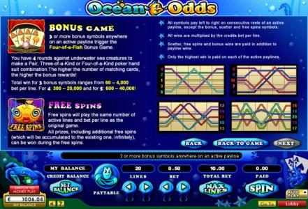Bonus Game Rules, Free Spins Rules and Payline Diagrams